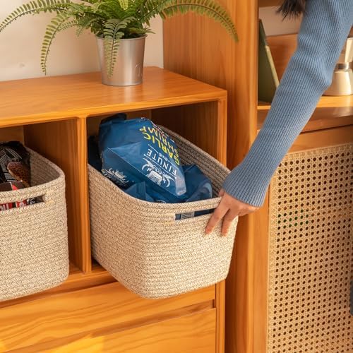 OIAHOMY 4 Pack Storage Baskets for Organizing 30L Cube Storage Bins Brown - Image 4