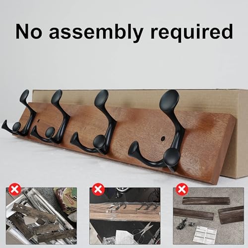 SKOLOO 24-Inch Wood Coat Rack Wall Mount with 4 Triple Hooks - Ideal for Family Entrances, Classrooms, and Pet Supplies Storage - Perfect Coat Hooks for Wall,Mahogany (Sapele) - Image 5