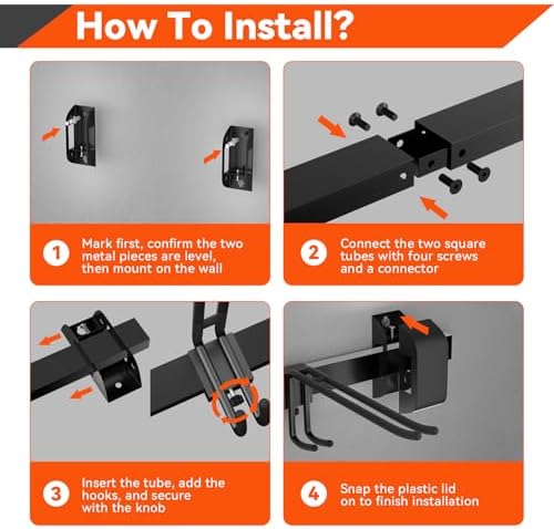 32" Ski & Snowboard Wall Rack – Heavy-Duty Wall Mounted Ski Storage for Garage, Holds 10 Pairs with 5 Adjustable Hooks, 300lbs Capacity, Non-Slip Rubber, Easy Install | Ski Holders for Wall (5) - Image 6