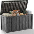 Outdoor Waterproof Resin Storage Deck Box Lockable Outside Bench UV Resistant Bin Patio Porch Furniture Pool Float Garden Tool Cushion (Black, 180 Gallon) by MAIUSCOLI