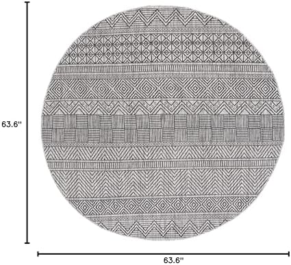 SAFAVIEH Washable Rug Outdoor Courtyard Collection - 5'3" Round, Black & Grey, Non-Shedding & Easy Cleaning, Ideal for Patio, Backyard, Mudroom (CY8196-37612) - Image 7