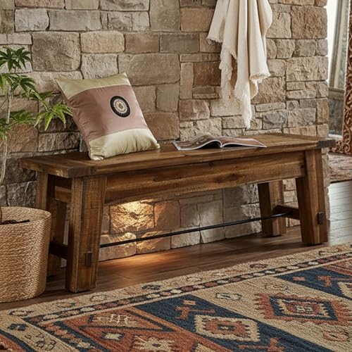 Alaterre Furniture Durango Rustic Entryway Bench, Natural, 60 Inch - Image 5
