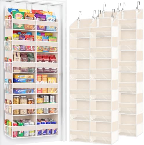 2 Pack Over The Door Organizer 6 Tiers, Extra Large Behind Door Storage of 12 Compartments, 80 lbs Weight Capacity Hanging Storage Organizer with Clear Window Kids Toys,Shoes (6 Tiers - Beige) by Ofiray-home