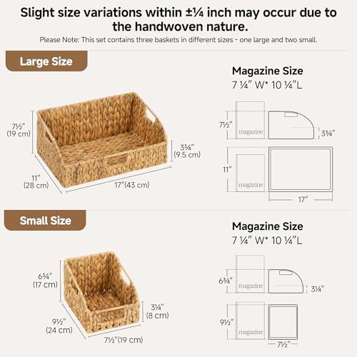 StorageWorks Water Hyacinth Basket Organizer, Pantry Storage Baskets,3-Pack - Image 2