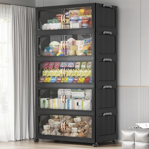 BROVIEW V60 700QT Plastic Stackable Storage Bins with Lid, 5Pack Black by BROVIEW-EnjoytheArtofLife