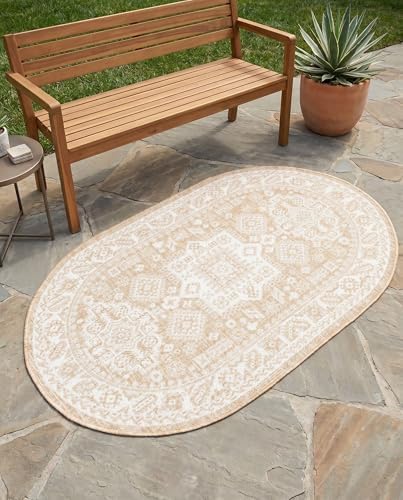 Rugs.com - Outdoor Aztec Rug – 3' 1 x 5' 3 Oval Natural Indoor/Outdoor Rug – Weather Resistant Flatweave for Patio, Deck, and Porch - Image 5
