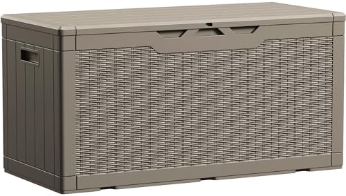 Devoko 100 Gallon Waterproof Resin Deck Box, Large Outdoor Storage Box by DEVOKO