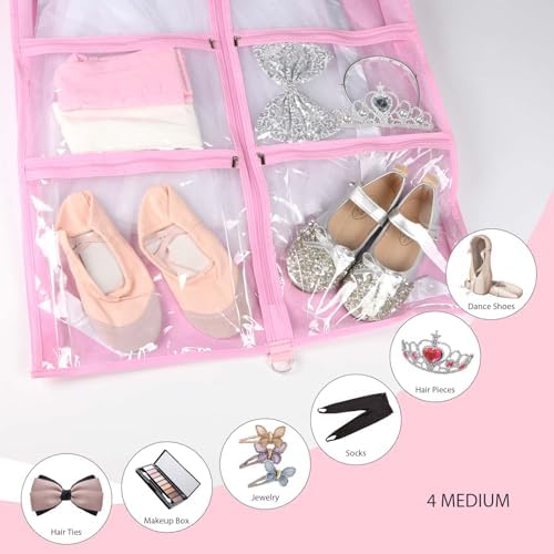 Syeeiex 40 Inch Clear Dance Costume Garment Bag, Pink, 5 Pack - Image 3