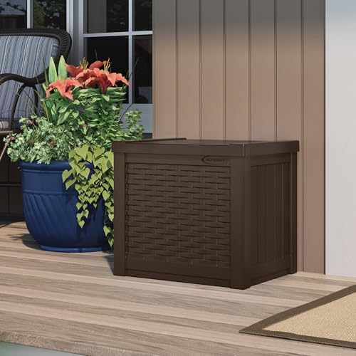 Suncast 4 Pack 22-Gallon Small Deck Box - Lightweight Resin Storage Container and Seat for Patio Cushions and Gardening Tools - Store Items on Patio, Garage, 22.5"L x 17"W x 22.5"H, Yard - Java Brown - Image 3