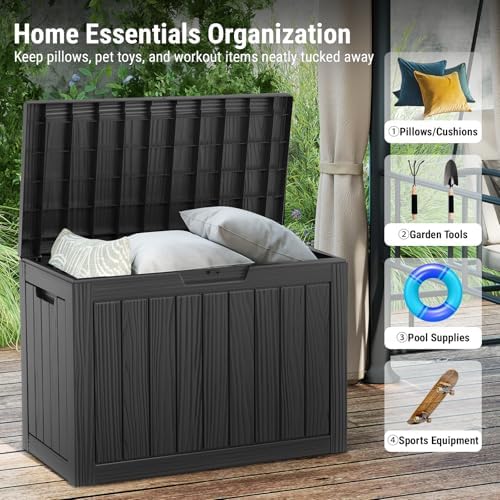 Mars Villa Deck Box, Outdoor Storage Box Waterproof, 45 Gallon, Black - Image 4