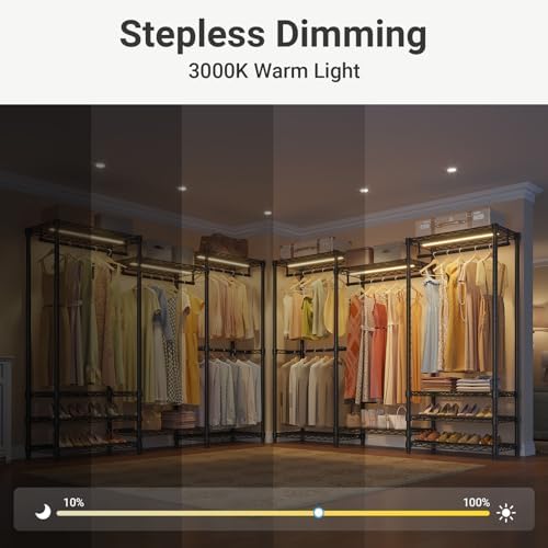 VIPEK V5LC Garment Rack Heavy Duty Covered with Dimmable LED Lights, 3000K Warm White, Portable Closet Wardrobe Freestanding for Hanging Clothes, Black with Grey Cover - Image 3