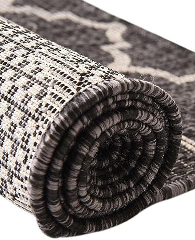 Unique Loom Outdoor Trellis Collection Area Rug - Trellis (Round 10' 8" x 10' 8", Black/ Ivory) - Image 4
