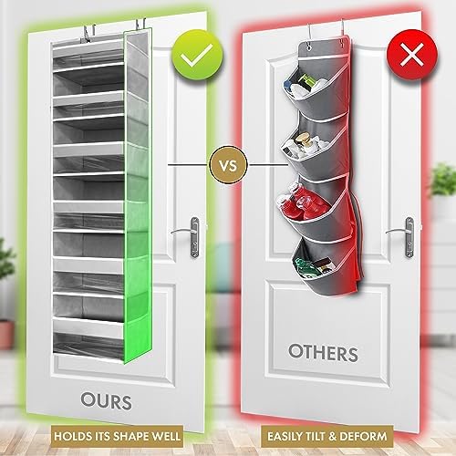 HOMELUX THEORY Over the Door Organizer, 6-Tier, 100D Fabric, Dark Gray 2pc - Image 3