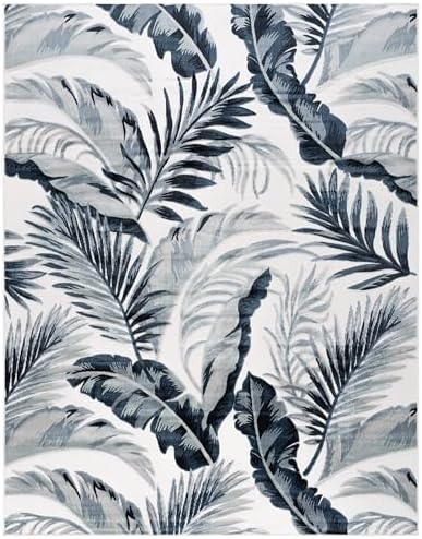 SAFAVIEH Washable Rug Outdoor Cabana Collection - 9' x 12', Ivory & Navy, Non-Shedding & Easy to Clean, Ideal for Patio, Backyard, Mudroom (CBN452A) - Image 3