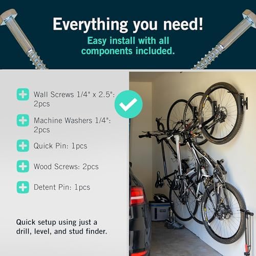 StoreYourBoard Swivel Bike Wall Mount, Vertical Rack for Garage, 2 Pack - Image 4