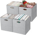 Posprica Storage Cubes, 12×12 Collapsible Storage Basket Bins,Heavy Duty Fabric Containers, 4pcs, Sliver Grey by Posprica