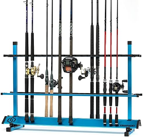 Savior Equipment Fishing Rod Rack Holder Organizer, 24-48 Slots to Hold Fresh Salt Water Spinning Rods & Reel Combo, Lightweight Aluminum Vertical Fish Pole Garage Storage Ground Display Stand by SaviorEquipment