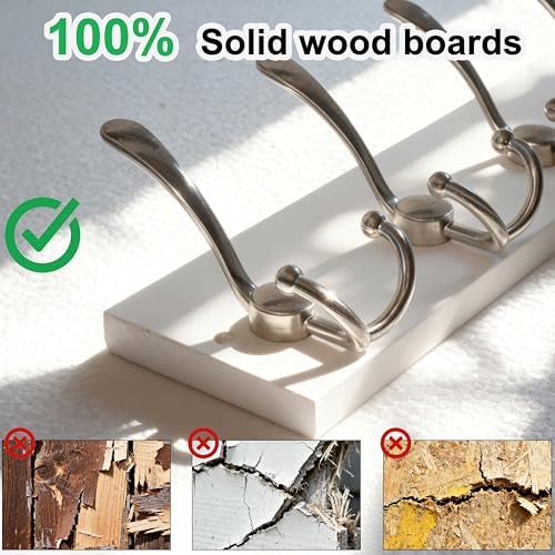 SKOLOO Creations White Solid Wood Wall Mounted Coat Rack, 10 Hooks, 38-1/8" Long - Kitchen, Mudroom, Entryway, Bathroom - Includes Mounting Hardware, Wall Coat Hanger, Towel Rack, Pack of 2 - Image 6