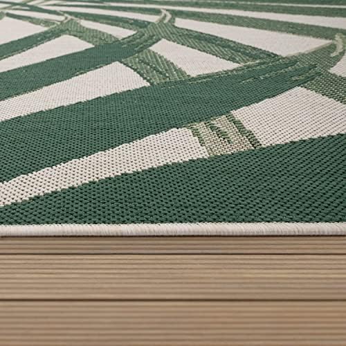 Paco Home Tropical Outdoor Rug Palm Tree & Jungle Design Flatweave in Green Beige, Size: 4' x 5'7" - Image 3
