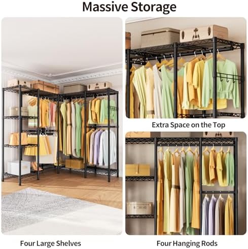 Golpart Heavy Duty Clothes Rack Metal Wardrobe with Adjustable Wire Shelves - Image 7