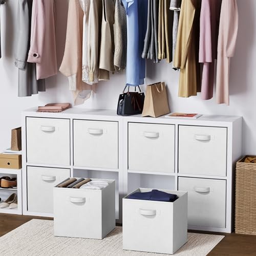 Fabric Storage Cubes for Cube Organizer - 8 Pack Heavy Duty Storage Bins - 13 Inch Cube Storage Bin, Use As A Clothes Storage Box In Closet, Baskets For Shelves or Cubbies Storage bins (White) - Image 7