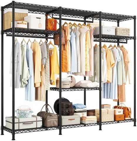 Raybee Clothes Rack, Heavy Duty Portable Closet, 3 Rods 9 Shelves, 800LBS by Raybee