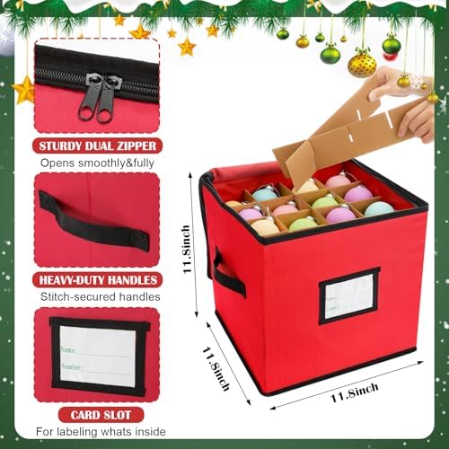 SATINIOR 6 Pcs Christmas Tree Storage Bag Set, Ornament Box, Red, 9 ft - Image 3