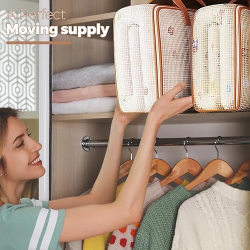 4 Large Storage Bags with Lids and Reinforced Handles, Moving Boxes 120L Heavy Duty for Clothes Storage and Travel Laundry Bag (Clear, 4 Pack) - Image 4