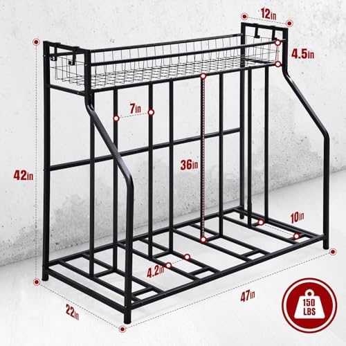 HEALTH LINE PRODUCT 4 Bike Stand, Indoor Bike Storage, Bicycle Rack for Garage - Metal Stability Floor Bicycle Station for Parking Mountain/Road/Hybrid/Fat Tire & Scooters Bike Rack for Garage - Image 5
