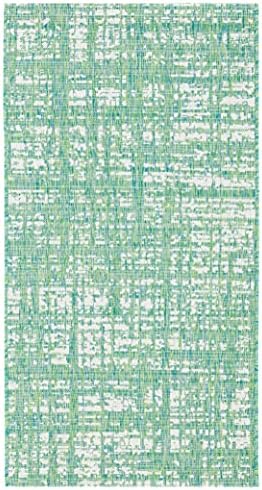 SAFAVIEH Washable Rug Outdoor Courtyard Collection - 4' x 5'7", Green Blue & Ivory, Non-Shedding & Easy Cleaning, Ideal for Patio, Backyard, Mudroom (CY8451-55721) - Image 3