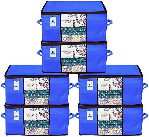 Kuber Industries 6 Pack Under Bed Storage Bags | Clothes Organizer | Non Woven Duvet, Blanket | Clear Window & Premium Zipper | Handles by Kuber+Industries