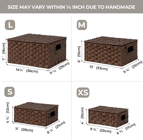 GRANNY SAYS Wicker Basket with Lid, Decorative Storage Baskets for Shelves - Image 3