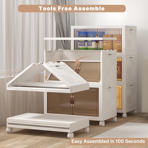 UAMFURI 360QT Stackable Storage Bins with Lids, Doors & Wheels - Image 5