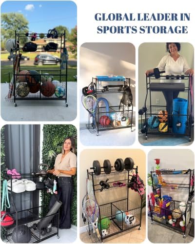 Mythinglogic Rolling Sports Equipment Organizer for Garage Gear and Toys - Image 4