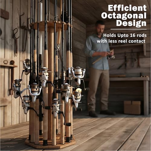 Rush Creek Creations 16-Rod Round Fishing Rod Holder for Garage, Tackle Box - Image 2