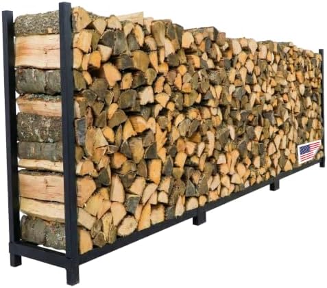 Woodhaven 12-foot Brown Firewood Rack – Made in USA – 3/4 Cord Raised Lumber Storage Rack – Keeps Wood Dry & Ready – Heavy-Duty Steel, Lifetime Structural Warranty (Without Cover) by Woodhaven