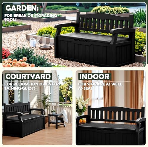 Flamaker 80 Gallon Storage Bench, Deck Box with Seat Waterproof All-Weather - Image 4