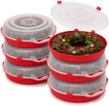 HOMZ Holiday Storage 24" Clear Plastic Wreath Container, Red, 6 Pack by Homz