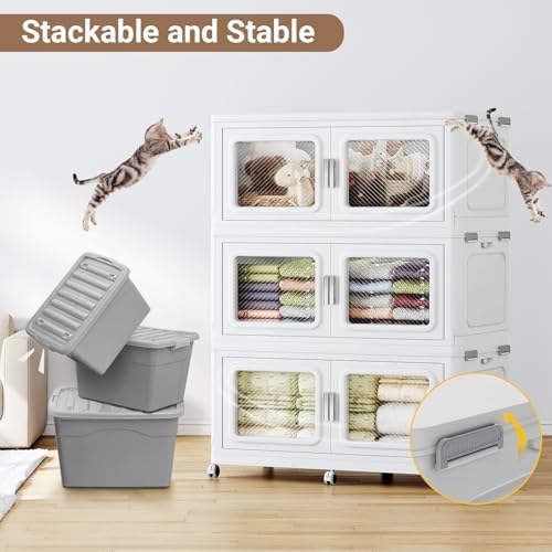 BROVIEW 300 Qt/75 Gal Stackable Storage Bins with Lids, 1 Pack, White - Image 4
