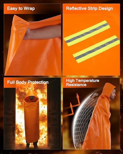 Emergency Fireproof Cloak with Hood – KANHIRO 1076°F Heat Resistant Fire Escape Poncho, Extra Large Silicone Coated Fire Blanket Cape for Home, Kitchen & Emergency - Image 6