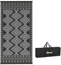 Outsunny Outdoor Rug for Patio Waterproof 9' x 18' Black & Gray Rhombus by Outsunny