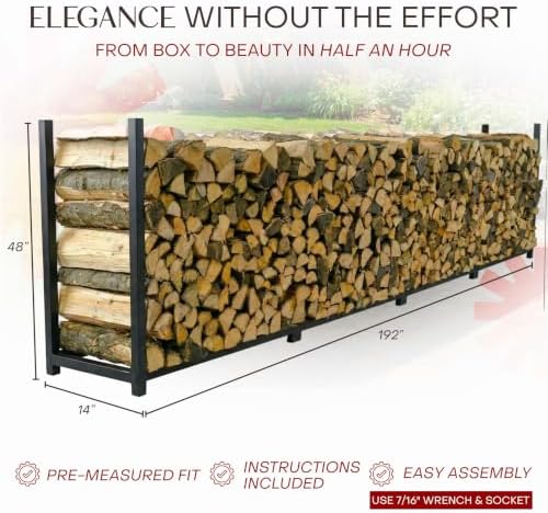 Woodhaven 16-Foot Firewood Rack – Made in USA – 1 Cord Raised Lumber Storage Rack – Keeps Wood Dry & Ready – Heavy-Duty Steel, Lifetime Structural Warranty (Without Cover) - Image 4