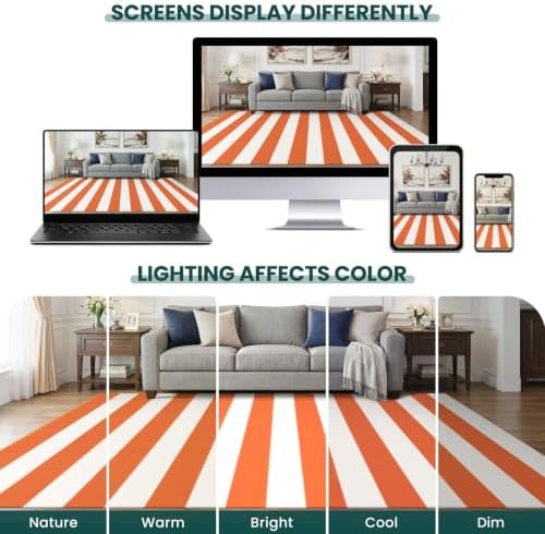 KOZYFLY Striped Rug 4x6 ft Orange and White Halloween Fall Front Door Rugs - Image 6