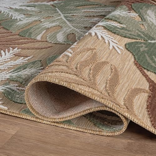 Luul Home Floral Indoor Outdoor Rugs 6x9 Large Area Rug for Living Room, Patio Decor, Kitchen, and Entryway Rug, Washable Stain Resistant Outside Carpet Beige 6 x 9 - Image 4