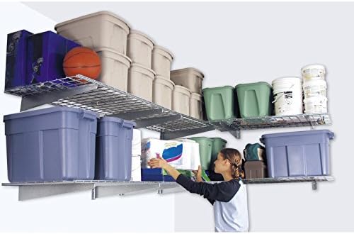 Hyloft Heavy Duty Steel Garage Wall Shelving, 45 in. x 15 in. Metal Wall Shelves for Garage Storage, Low-Profile Brackets, Max Shelf Load 200 Pounds, 00651, 2-Pack, Hammertone - Image 3