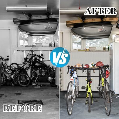 Mythinglogic 3-Bike Garage Storage Rack with Ball Basket and Hooks - Image 7