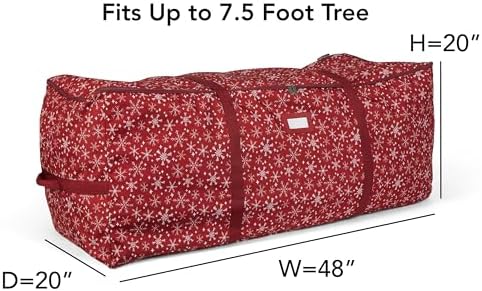Covermates Christmas Tree Cinch Bag, 48" W x 20" D x 20" H, Red Snowflake - Image 3
