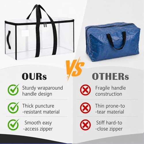 Songrey Extra Large Heavy Duty Moving Bags, 6 Pack, Clear - Image 4