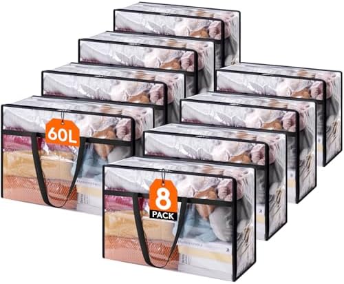 Lifewit 60L Clear Clothes Storage Bags,Plastic Foldable Blanket Storage Bag by Lifewit