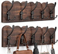 Leinuosen 2 Pack Rustic Coat Rack Wall Mounted, 18.9 Inch Wood Entryway Organizer with 3 Hooks, Brown Scalloped Edge Farmhouse Hanging Rack for Jackets, Hats, Bags and Towels by Leinuosen